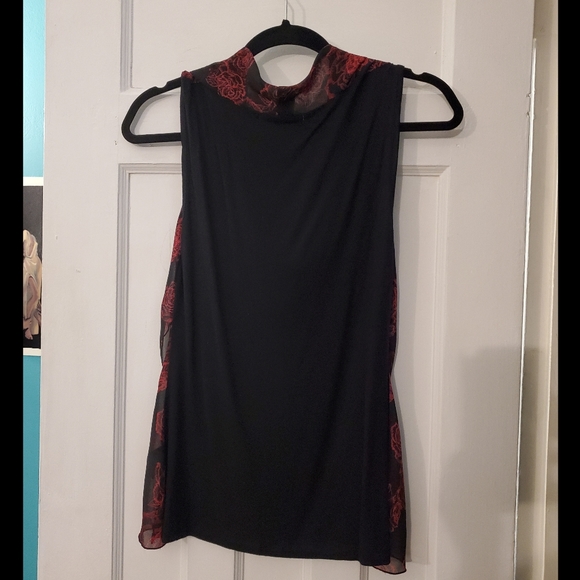 Red and black rose print cowl neck top - Picture 2 of 2